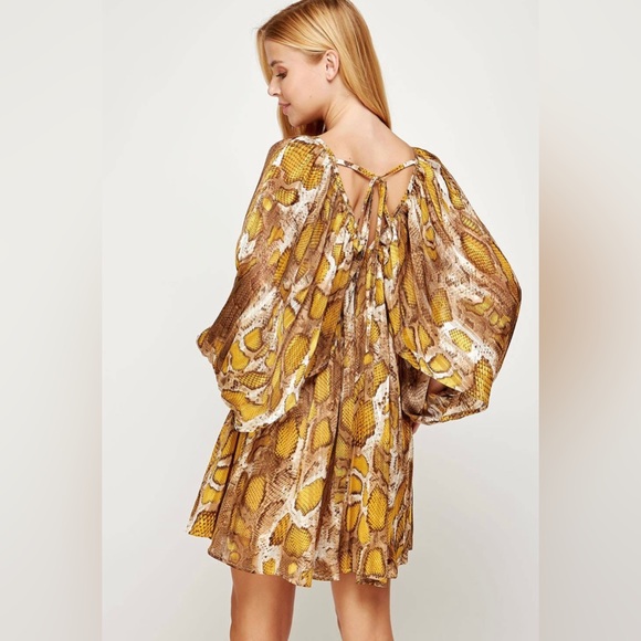 Shirred Animal Print Lurex Mini Dress - Picture 3 of 7